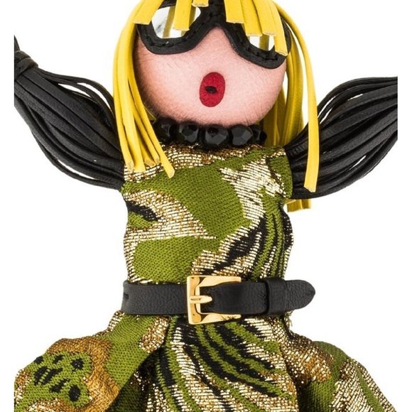 Prada Trick Pelle Felce Green Dress Jasmine Doll Keyring Key - Picture 2 of 6